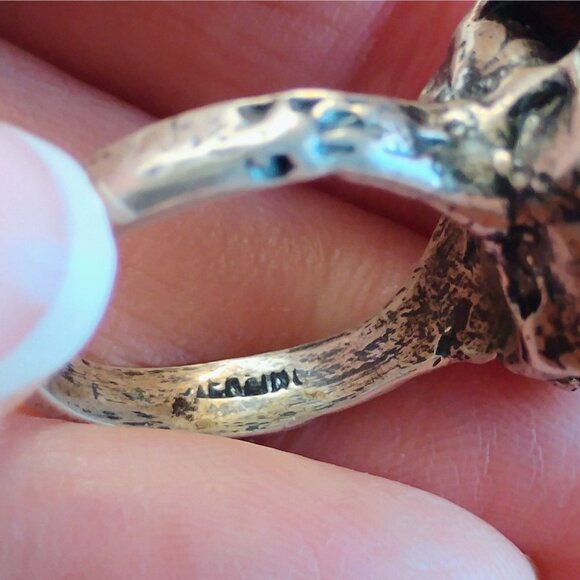 Vtg Modernist Brutalist Sterling Silver Carnelian Ring Size 8 Designer Signed - Picture 7 of 9